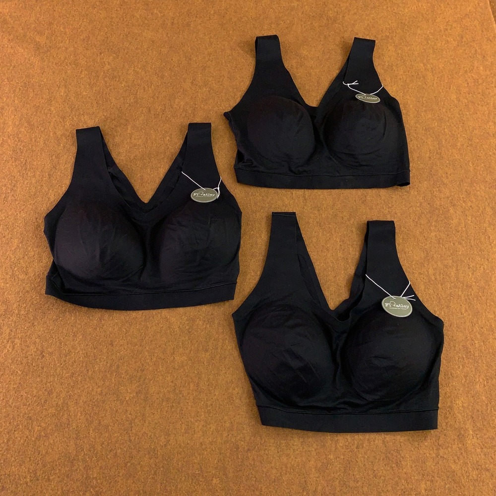 Floatley Womens Size 2XL Black 3 Pack Cozy Wireless Seamless Comfort Bras NWT